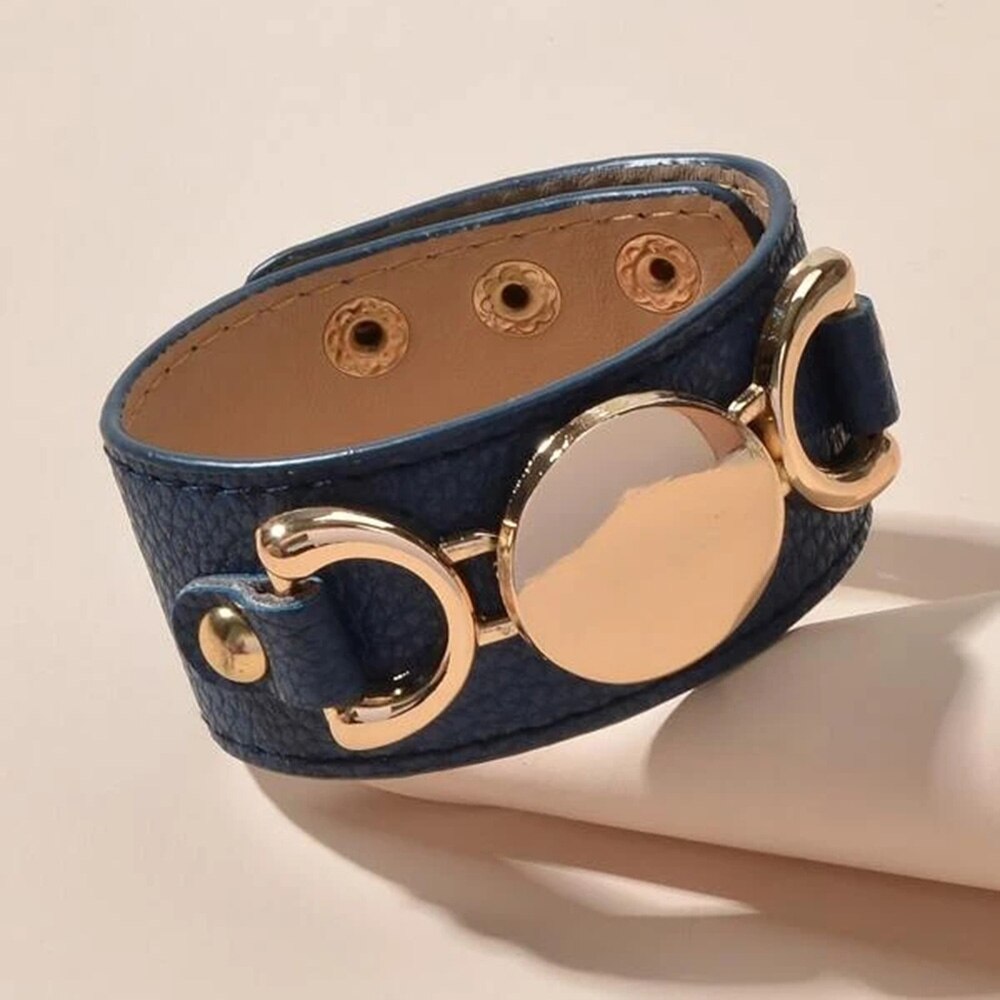 Kirykle 2022 Selling Monogram Leather Cuff Bracelet Pulseras 3 Row Gold Color Multicolor Leather Bracelet For Women Men