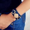 Kirykle 2022 Selling Monogram Leather Cuff Bracelet Pulseras 3 Row Gold Color Multicolor Leather Bracelet For Women Men