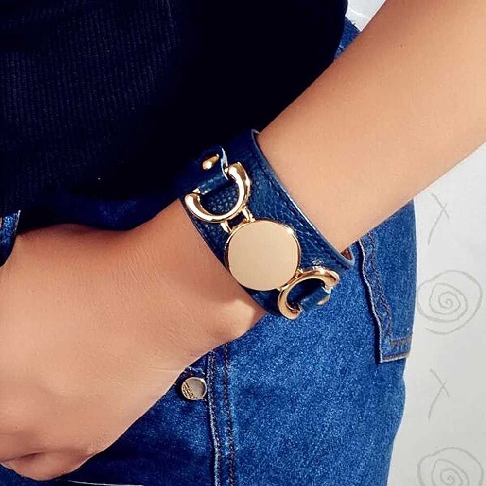 Kirykle 2022 Selling Monogram Leather Cuff Bracelet Pulseras 3 Row Gold Color Multicolor Leather Bracelet For Women Men