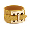 Kirykle 2022 Women Bracelet 10 Color Hip Punk Wide Leather Bracelet  Gold Alloy Buckle Bangle for Women Gift