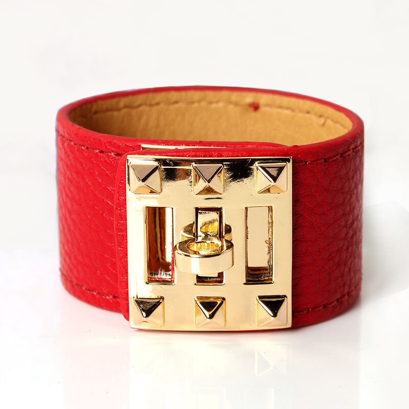 Kirykle 2022 Women Bracelet  PU Leather Gold Color Stainless Steel Bracelets Bangle for Women Jewelry