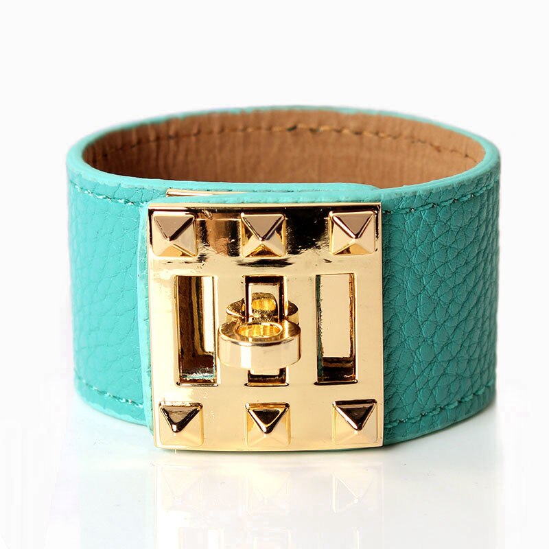 Kirykle 2022 Women Bracelet  PU Leather Gold Color Stainless Steel Bracelets Bangle for Women Jewelry