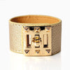 Kirykle 2022 Women Bracelet  PU Leather Gold Color Stainless Steel Bracelets Bangle for Women Jewelry