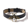 Kirykle 2022 Women Bees Bracelet Black  Pu Leather Bracelet Insect Bracelet Party Accessory Girl Gift