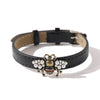 Kirykle 2022 Women Bees Bracelet Black  Pu Leather Bracelet Insect Bracelet Party Accessory Girl Gift