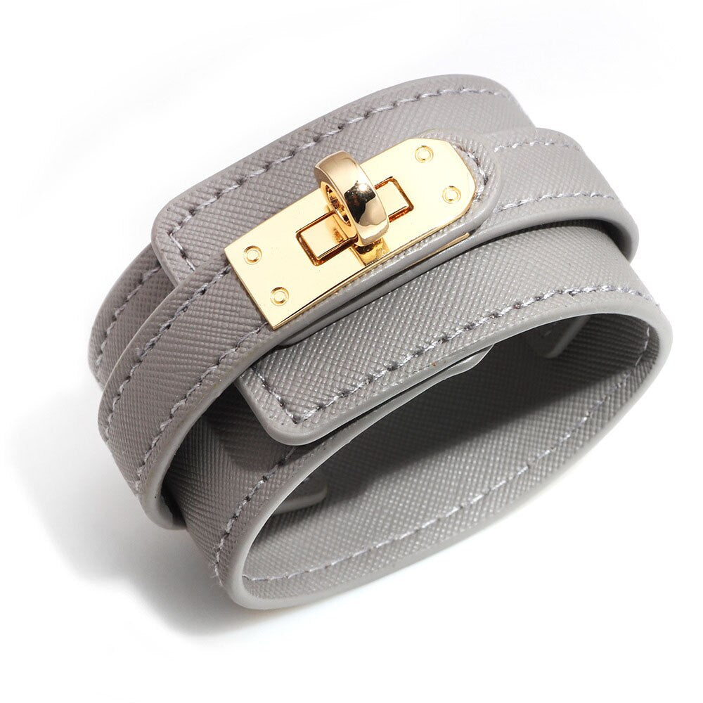 Kirykle 6 Color Multi-Layer Wide Charm Leather Bracelet for Women's Punk Casual Party Jewelry Accessories Birthday Christmas Gif
