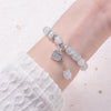 Kirykle 8mm Opal Bracelet For Women Natural Stone Smooth Cats Eye Beads Bracelet Lucky Cute Leaf Pendant Bracelet Jewelry Gift
