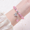 Kirykle 8mm Opal Bracelet For Women Natural Stone Smooth Cats Eye Beads Bracelet Lucky Cute Leaf Pendant Bracelet Jewelry Gift