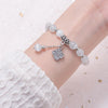 Kirykle 8mm Opal Bracelet For Women Natural Stone Smooth Cats Eye Beads Bracelet Lucky Cute Leaf Pendant Bracelet Jewelry Gift