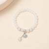 Kirykle 8mm Opal Bracelet For Women Natural Stone Smooth Cats Eye Beads Bracelet Lucky Cute Leaf Pendant Bracelet Jewelry Gift