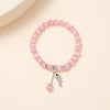 Kirykle 8mm Opal Bracelet For Women Natural Stone Smooth Cats Eye Beads Bracelet Lucky Cute Leaf Pendant Bracelet Jewelry Gift