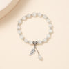 Kirykle 8mm Opal Bracelet For Women Natural Stone Smooth Cats Eye Beads Bracelet Lucky Cute Leaf Pendant Bracelet Jewelry Gift