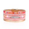 Kirykle Bohemian Multilayer Bracelet Alloy Pendant Jewelry Vintage PU leather Diamond Bracelet