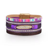 Kirykle Bohemian Multilayer Bracelet Alloy Pendant Jewelry Vintage PU leather Diamond Bracelet