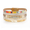 Kirykle Bohemian Multilayer Bracelet Alloy Pendant Jewelry Vintage PU leather Diamond Bracelet