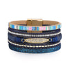 Kirykle Bohemian Multilayer Bracelet Alloy Pendant Jewelry Vintage PU leather Diamond Bracelet