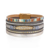 Kirykle Bohemian Multilayer Bracelet Alloy Pendant Jewelry Vintage PU leather Diamond Bracelet