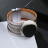 Kirykle Boho Leather Bracelet for Women 2022 Circle Matte Metal Board Charm Wide Bracelet Female Jewelry