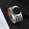 Kirykle Boho Leather Bracelet for Women 2022 Circle Matte Metal Board Charm Wide Bracelet Female Jewelry
