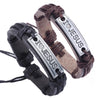 Kirykle Brown Black Vintage Leather Bracelet Religious Faith Bangle "I LOVE JESUS" Christian Jewelry For Women Man Cuff Gift