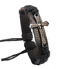 Kirykle Carving Scripture Cross Leather Bracelet Adjustable Bangle Hand-Knitted Bracelet Religious Belief Jewelry