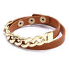 Kirykle Charm Gold Chain Bracelet for Women Plaid Leather Bracelet Six Colors Adjustable Multi-layer Bracelet Girl Gift