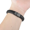 Kirykle Charm Male Jewelry Braided Leather Bracelet Handmade Bracelet Black Stainless Steel Magnetic Clasps Men Wrist Band