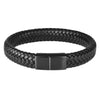 Kirykle Charm Male Jewelry Braided Leather Bracelet Handmade Bracelet Black Stainless Steel Magnetic Clasps Men Wrist Band