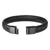 Kirykle Charm Male Jewelry Braided Leather Bracelet Handmade Bracelet Black Stainless Steel Magnetic Clasps Men Wrist Band