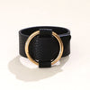 Kirykle Charm Wide Black  Leather Bracelets Multicolor Metal gold Big Circle Wrap Bracelet Femme Wristband Jewelry