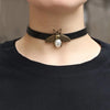 Kirykle Cute Bee Choker Necklace Black Leather Chain Short Necklace Clavicle Collar Girls Neck Chain Simple Personality NeckBand