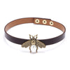 Kirykle Cute Bee Choker Necklace Black Leather Chain Short Necklace Clavicle Collar Girls Neck Chain Simple Personality NeckBand