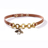 Kirykle Cute Bee Women Bracelet Adjustable Leather Bracelet Charm Gold Alloy Set Zircon Bee Bracelet  Femme Party Jewelry Gift