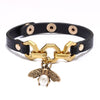 Kirykle Cute Bee Women Bracelet Adjustable Leather Bracelet Charm Gold Alloy Set Zircon Bee Bracelet  Femme Party Jewelry Gift