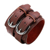 Kirykle Double Belt Leather Wrist Friendship Big Wide Bracelet for Men Buckle Vintage Punk Jewelry