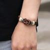 Kirykle Jewelry Punk Rock Antique Copper Plated PU Leather Bracelet&amp;Bangle for Women Men Friendship Party Gift