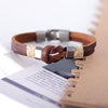Kirykle Jewelry Punk Rock Antique Copper Plated PU Leather Bracelet&amp;Bangle for Women Men Friendship Party Gift