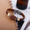 Kirykle Jewelry Punk Rock Antique Copper Plated PU Leather Bracelet&amp;Bangle for Women Men Friendship Party Gift