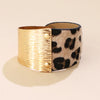 Kirykle Leopard Print Bracelet&amp;Bangle For Women Bohemian Leather Vintage Gold Color Wide Cuff Bracelets Jewelry Gifts