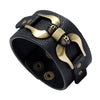 Kirykle Wide Genuine Leather Bracelet Black Wide Cuff Bracelets Bangles Vintage Punk Wristband Men Jewelry