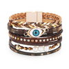 Kirykle Five Layers Multi Color Studs Pearl Accessory Strands Evil Eyes Magnetic Braceelt For Women