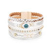 Kirykle Five Layers Multi Color Studs Pearl Accessory Strands Evil Eyes Magnetic Braceelt For Women