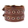 Kirykle Genuine Leather Double Layer Metal Punk Stylish Rock Bracelet Jewelry