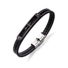 Kirykle Genuine Leather White String Stich Stainless Steel Cross Clasp Bracelet For Men