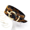 Kirykle Geometric Girl Trendy Leopard Print Wide Leather Bracelets Women Vintage Bangle Female Wedding Jewelry