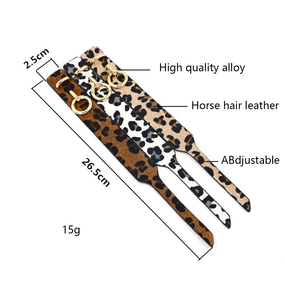 Kirykle Geometric Girl Trendy Leopard Print Wide Leather Bracelets Women Vintage Bangle Female Wedding Jewelry