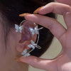 Kirykle Gold Silver Color Metal Butterfly EarClips Without Piercing For Women Sparkling Zircon Ear Cuff Earrings Wedding Jewelry