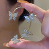 Kirykle Gold Silver Color Metal Butterfly EarClips Without Piercing For Women Sparkling Zircon Ear Cuff Earrings Wedding Jewelry