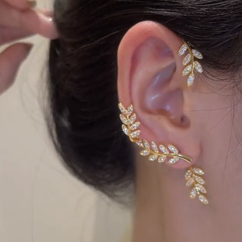 Kirykle Gold Silver Color Metal Butterfly EarClips Without Piercing For Women Sparkling Zircon Ear Cuff Earrings Wedding Jewelry