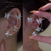 Kirykle Gold Silver Color Metal Butterfly EarClips Without Piercing For Women Sparkling Zircon Ear Cuff Earrings Wedding Jewelry